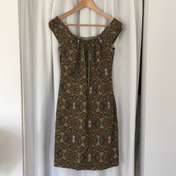 VINTAGE 1990s ABS by Allen Schwartz paisley print dress size 4 - Picture 2 of 16